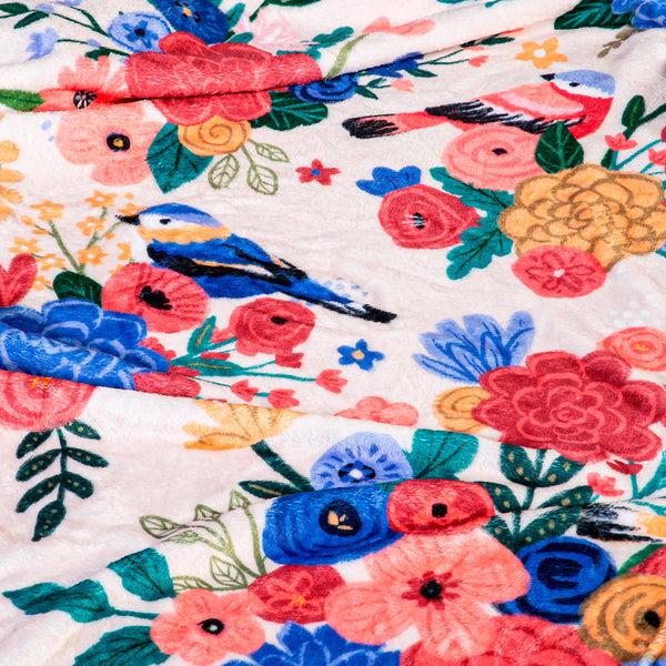 Plow & Hearth Bursting Blossoms Plush Blanket 50" X 60"