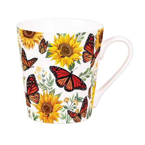 Plow & Hearth Butterfly Ceramic Flare Cup And Sage Socks Gift Set 12oz Gift Box