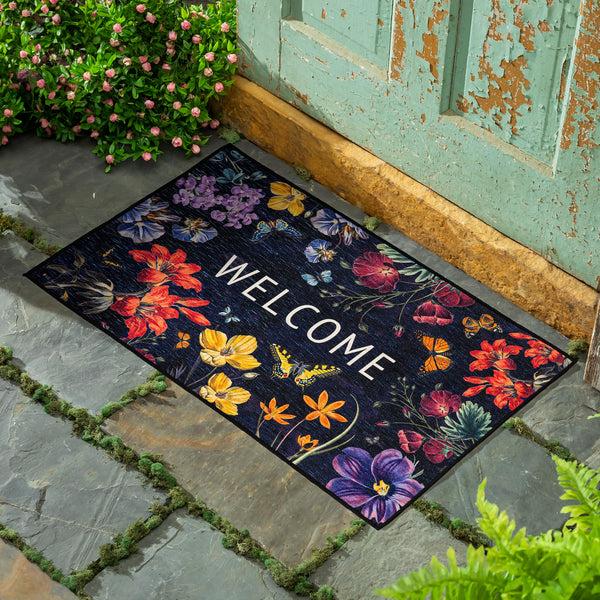 plow & hearth Butterfly Garden Washable Indoor/Outdoor Mat