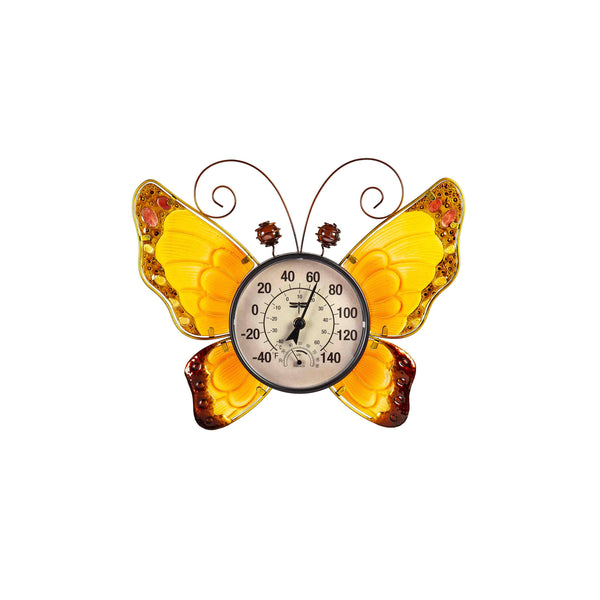 Plow & Hearth Butterfly Outdoor Wall Thermometer Yellow