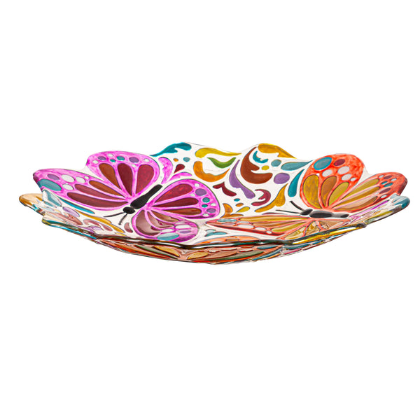 Plow & Hearth Butterfly Sculpted Glass Birdbath Basin