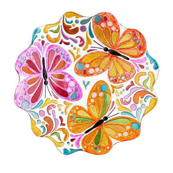 plow & hearth Butterfly Sculpted Glass Birdbath Basin