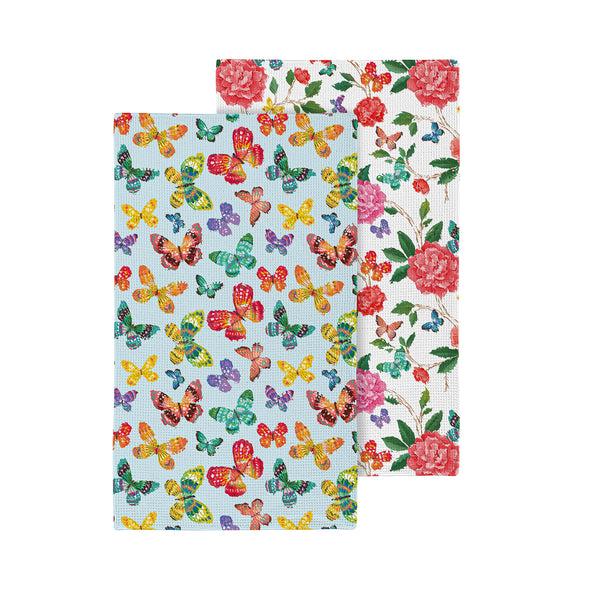 Plow & Hearth Butterfly Toile Quick Dry Kitchen Towel 18" X 30"