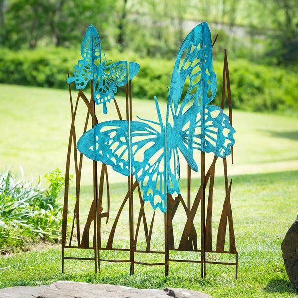 plow & hearth Butterfly Verdigris Metal Garden Screen Panels