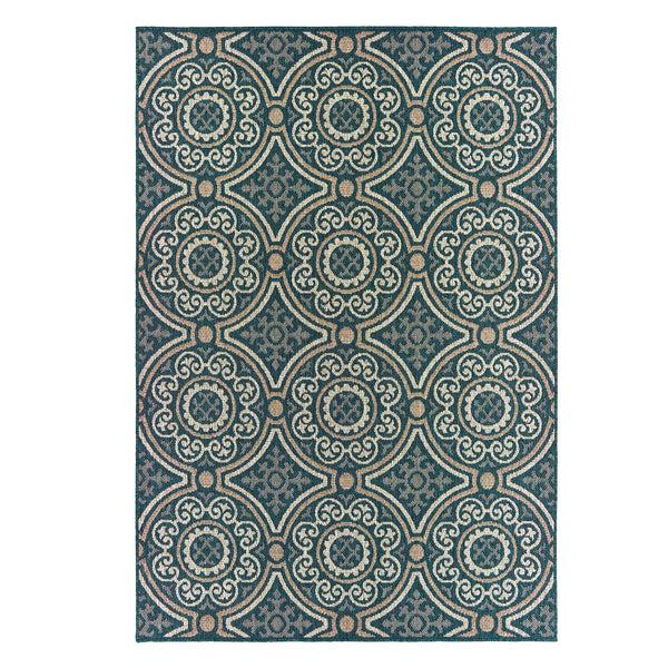 Plow & Hearth Cambridge Circles Indoor/Outdoor Rug 5'3" X 7'3"