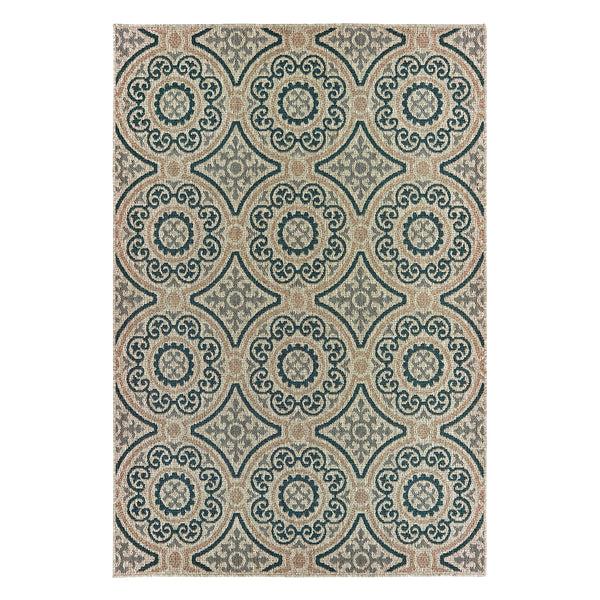 Plow & Hearth Cambridge Circles Indoor/Outdoor Rug 6'7" X 9'2"