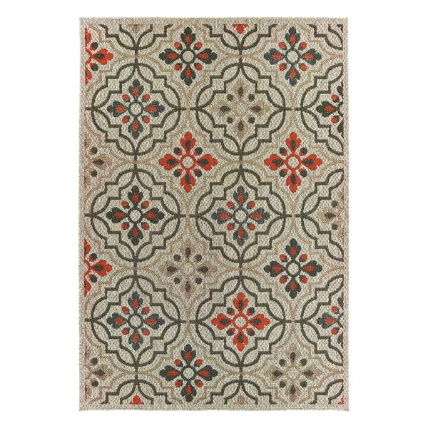Plow & Hearth Cambridge Tilework Indoor/Outdoor Rug 6'7" X 9'2"