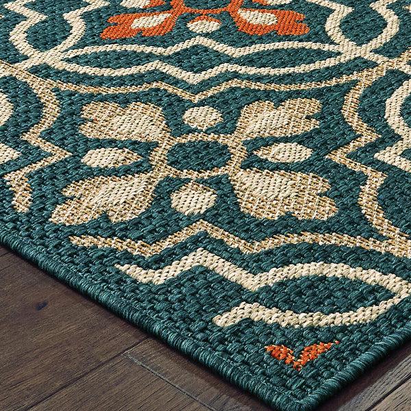 Plow & Hearth Cambridge Tilework Indoor/Outdoor Rug 7'10" X 10'
