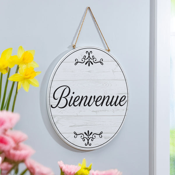 Plow & Hearth Canada Strong Bienvenue Wood Door Décor Filigree 18"