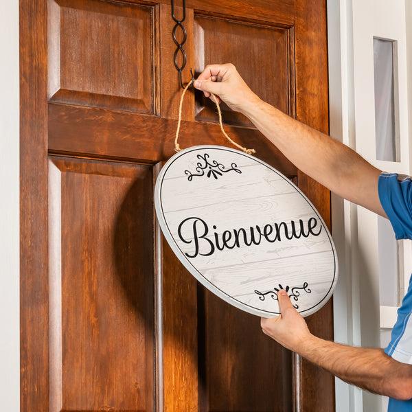 Plow & Hearth Canada Strong Bienvenue Wood Door Décor Filigree 18"