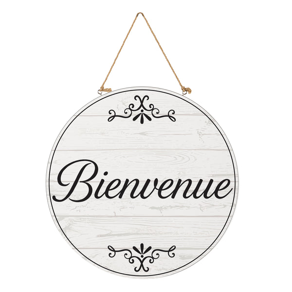 Plow & Hearth Canada Strong Bienvenue Wood Door Décor Filigree 18"