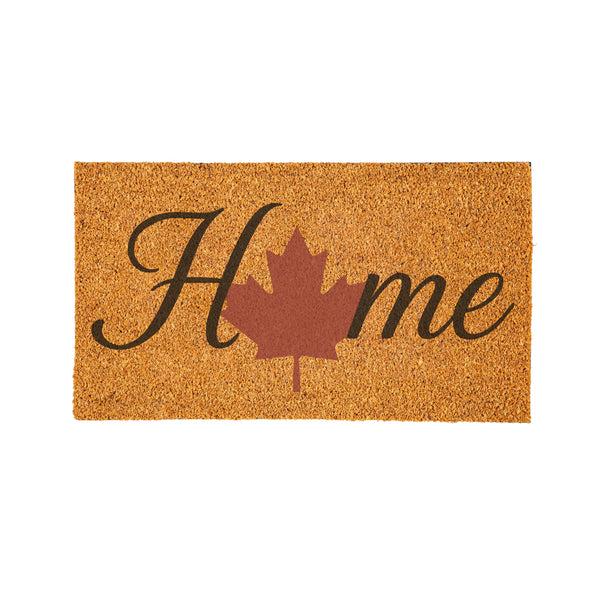 Plow & Hearth Canada Strong Maple Leaf Coir Mat "Home" 28"x16"