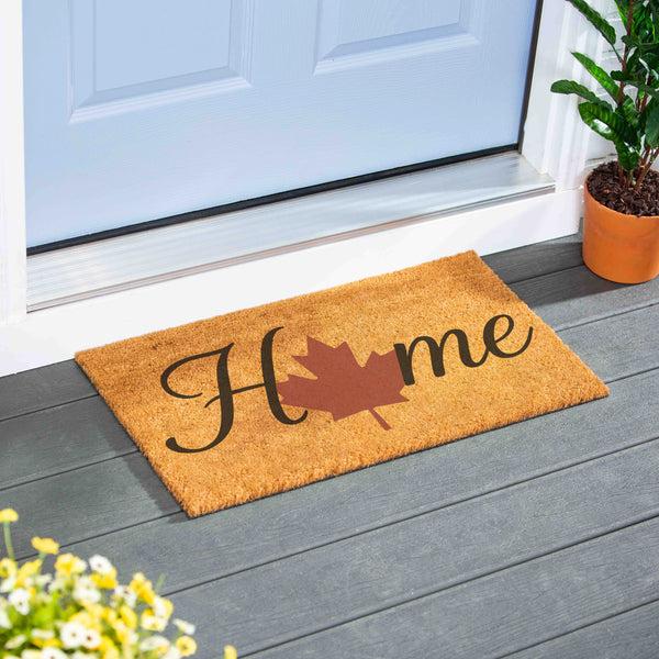 plow & hearth Canada Strong Maple Leaf Coir Mat "Home" 28"x16"