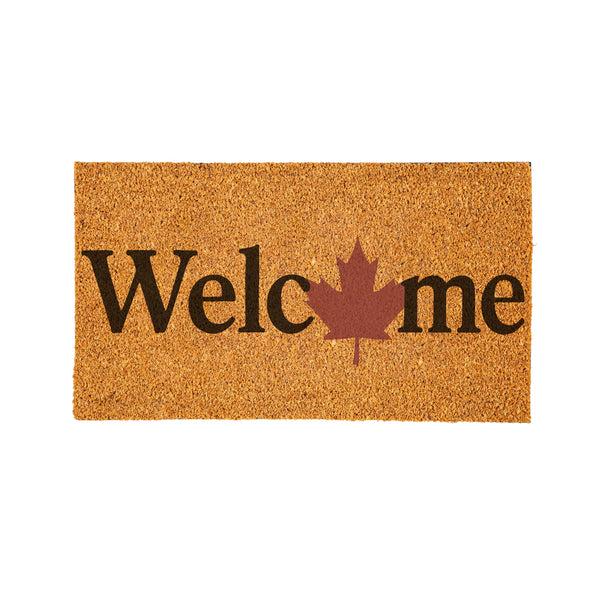 Plow & Hearth Canada Strong Maple Leaf Coir Mat "Welcome" 28"x16"