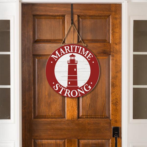 plow & hearth Canada Strong Maritime Wood Door Décor Lighthouse 18"
