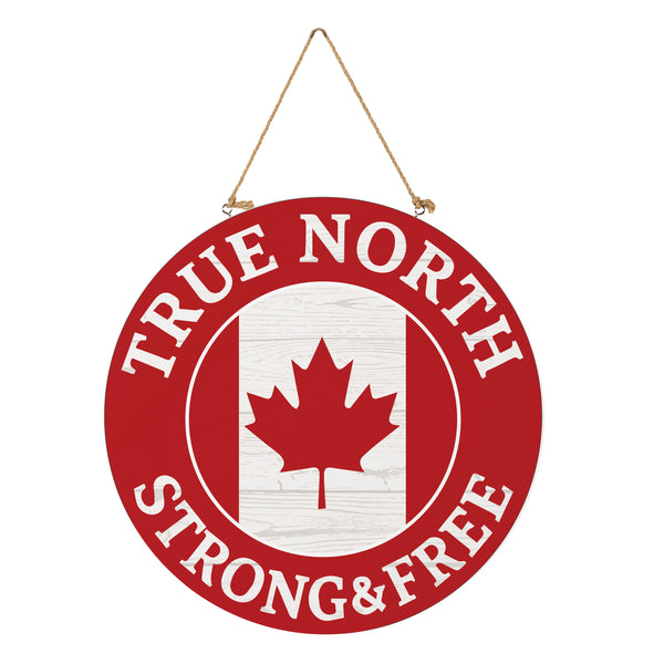 Plow & Hearth Canada Strong True North Wood Door Décor Strong & Free 18"