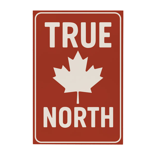 Plow & Hearth Canada Strong Vintage Indoor Wall Décor Wood "True North" 24"x16"