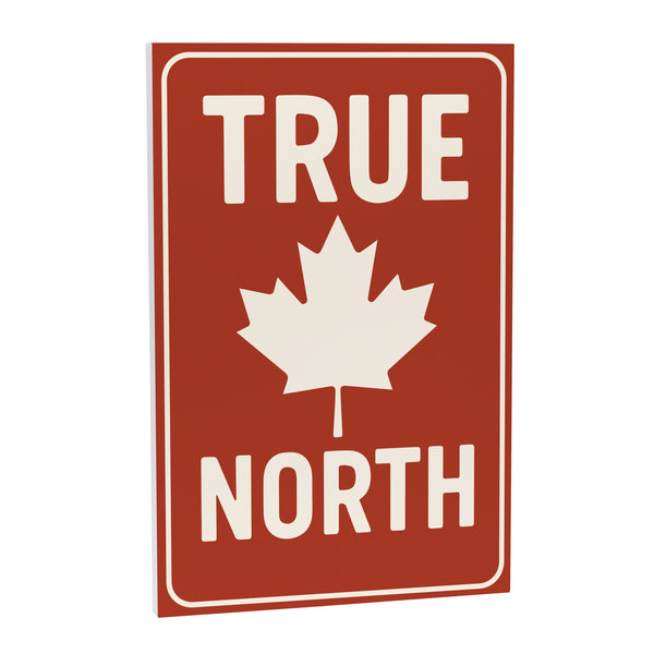 Plow & Hearth Canada Strong Vintage Indoor Wall Décor Wood "True North" 24"x16"