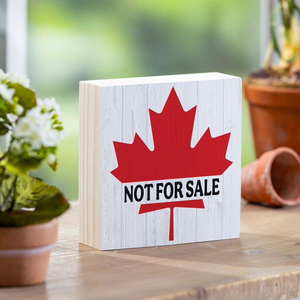 plow & hearth Canada Strong Vintage Sign Wood Block "Not For Sale" 6"x6"