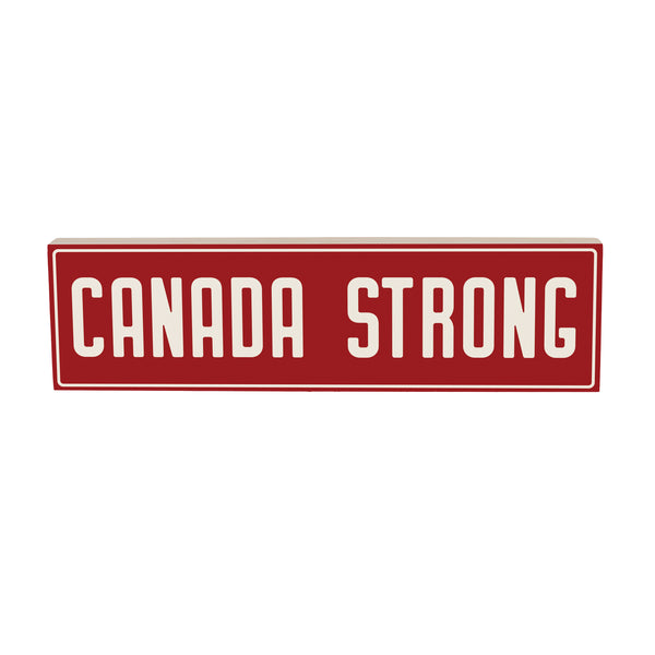 Plow & Hearth Canada Strong Vintage Wood Mantle Sign "Canada Strong" 18"x5"