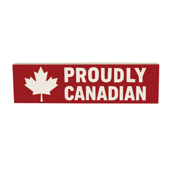 Plow & Hearth Canada Strong Vintage Wood Mantle Sign "Proudly Canadian" 18"x5"