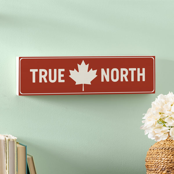 Plow & Hearth Canada Strong Vintage Wood Mantle Sign "True North" 18"x5"