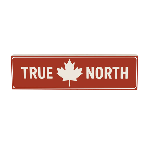 Plow & Hearth Canada Strong Vintage Wood Mantle Sign "True North" 18"x5"