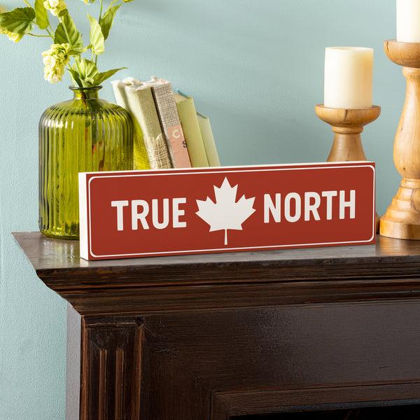 plow & hearth Canada Strong Vintage Wood Mantle Sign "True North" 18"x5"