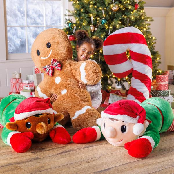 Plow & Hearth Candy Cane Plush Cuddle Holiday Body Pillow