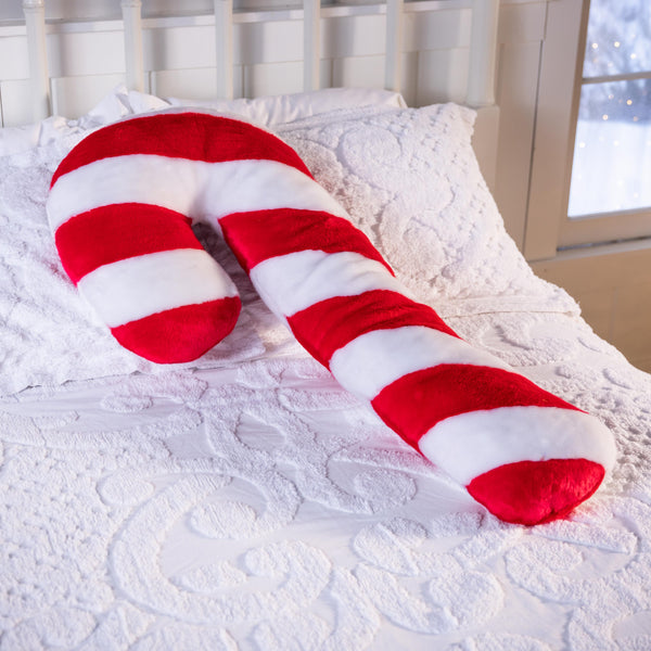 plow & hearth Candy Cane Plush Cuddle Holiday Body Pillow