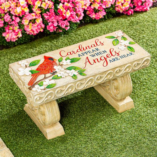Plow & Hearth Cardinals Appear Memorial LED Resin Garden Bench