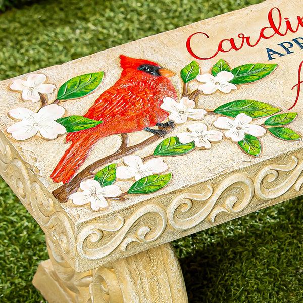 Plow & Hearth Cardinals Appear Memorial LED Resin Garden Bench