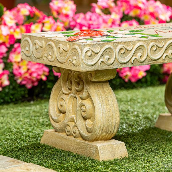 Plow & Hearth Cardinals Appear Memorial LED Resin Garden Bench