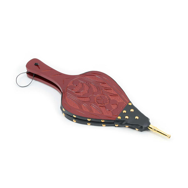 plow & hearth Carved Wood and Leather Fireplace Bellows