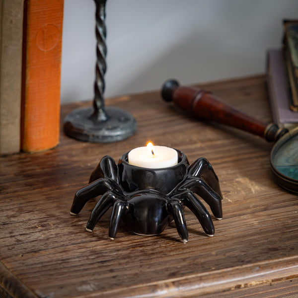 plow & hearth Ceramic Halloween Spider Tealight Candle Holder