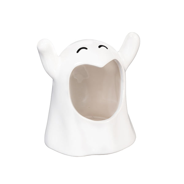 Plow & Hearth Ceramic Happy Ghost Tealight Candle Holder