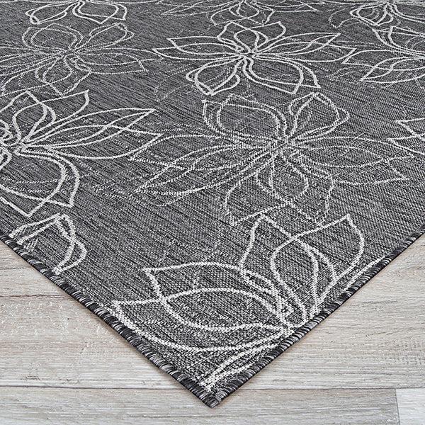 Plow & Hearth Charm Botanical Ash Indoor/Outdoor Area Rug