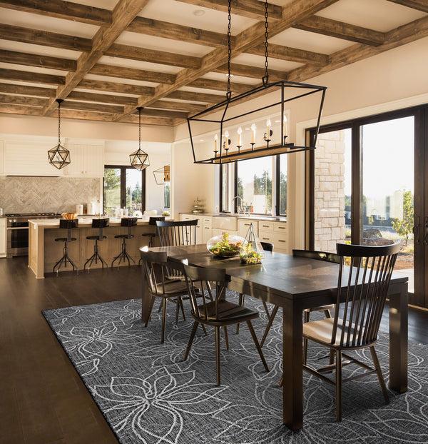 plow & hearth Charm Botanical Ash Indoor/Outdoor Area Rug