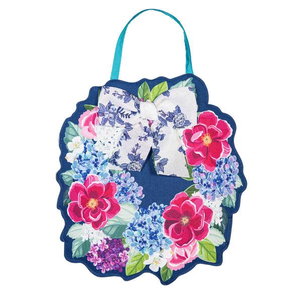 Plow & Hearth Chinoiserie Bow Floral Wreath Double Sided Door Decor