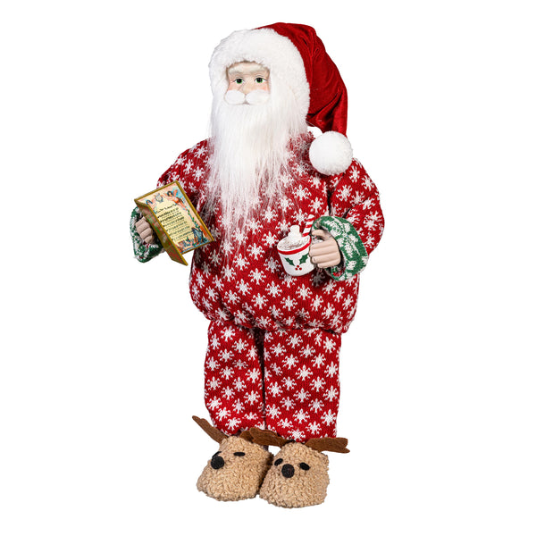 plow & hearth Christmas Vacation Table Décor Santa in Pajamas Fabric and Plastic 19"H