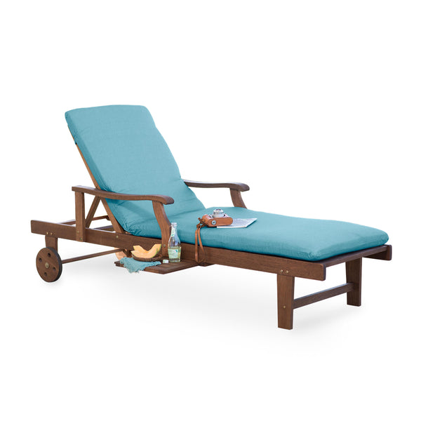 Plow & Hearth Claremont Eucalyptus Outdoor Chaise Lounge Natural