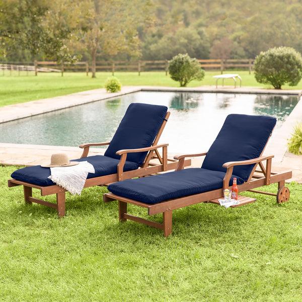 Plow & Hearth Claremont Eucalyptus Outdoor Chaise Lounge Natural