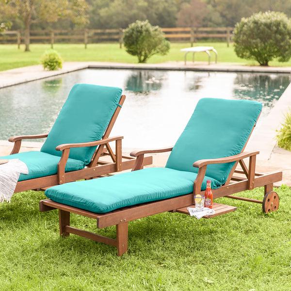 plow & hearth Claremont Eucalyptus Outdoor Chaise Lounge Natural