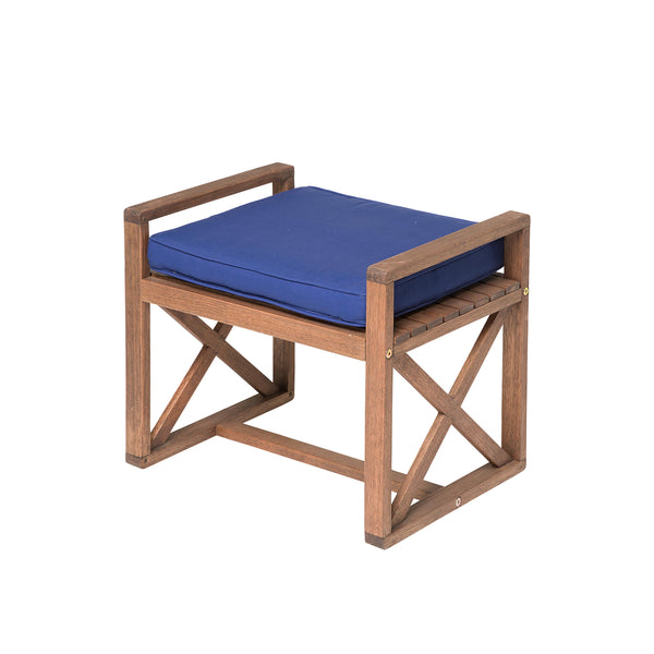 plow & hearth Claremont Eucalyptus Wood Outdoor Ottoman with X Style Base
