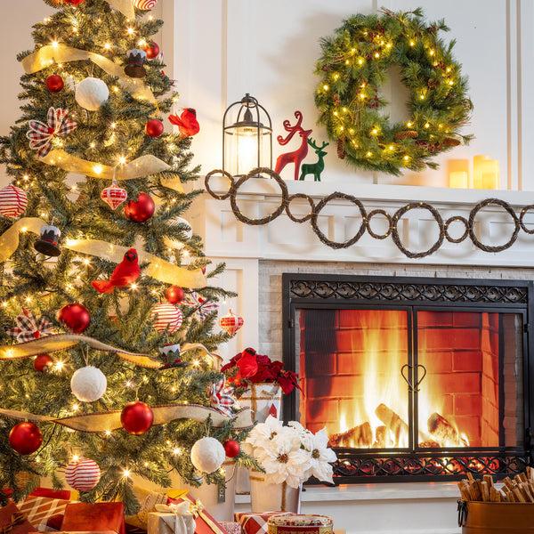 Plow & Hearth Classic Cardinal Complete Christmas Tree Kit With 250 Lights And 140 Decorations 7½'H