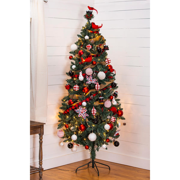 Plow & Hearth Classic Cardinal Complete Christmas Tree Kit With 250 Lights And 140 Decorations 7½'H
