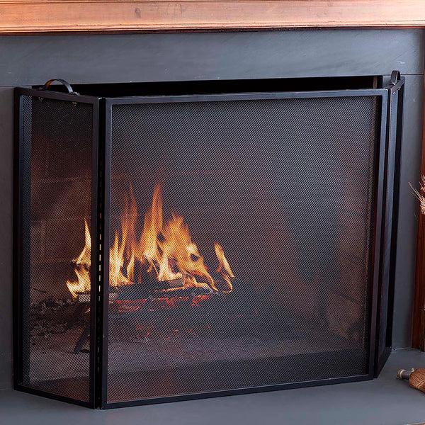 plow & hearth Classic Tri-Fold Flat-Guard Fire Screen