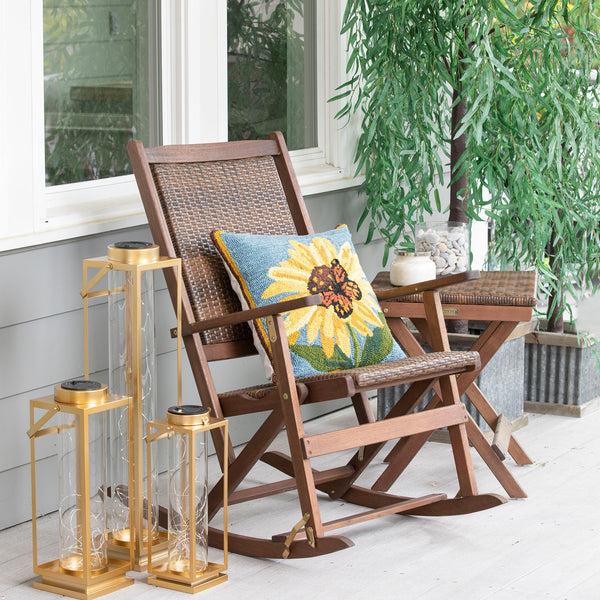 plow & hearth Claytor Folding Eucalyptus Outdoor Rocking Chair Brown