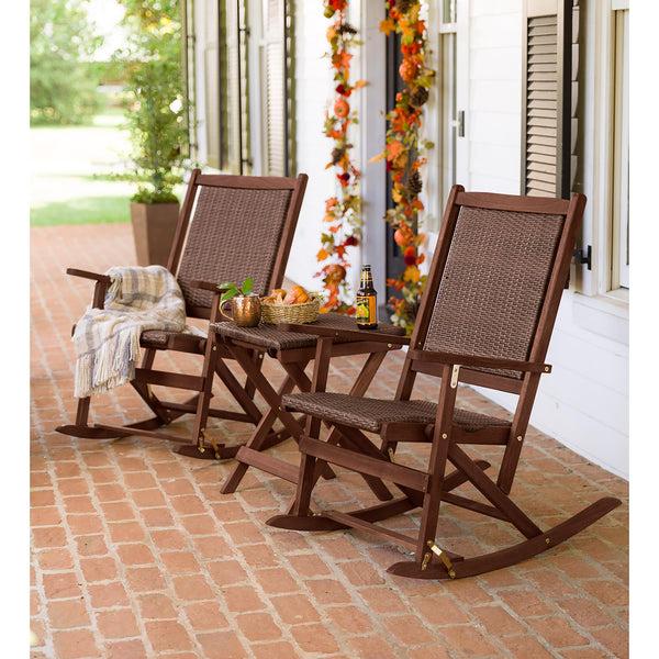 Plow & Hearth Claytor Folding Eucalyptus Outdoor Side Table