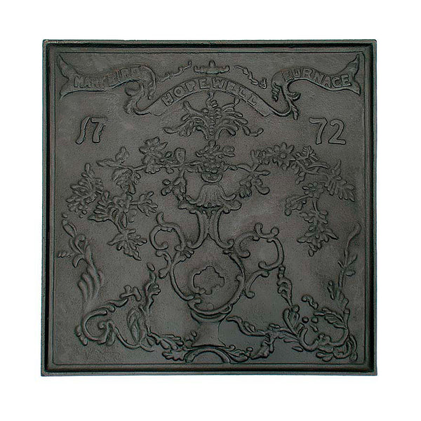 plow & hearth Colonial Hopewell Cast Iron Fireplace Fireback In Matte Black Finish